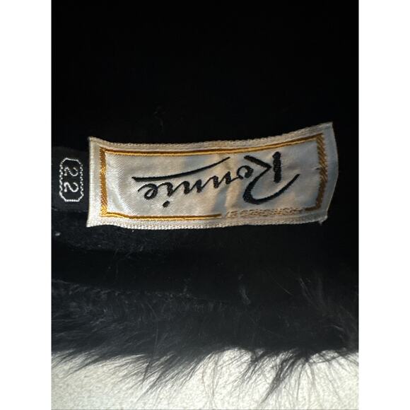 Vintage 1960s Mousse HB Pillbox hat Black fur With Rhinestone Made In France main image 3